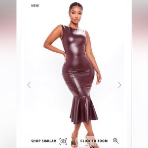 NEW FASHION NOVA FAUX LEATHER BROWN DRESS, S